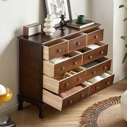 斗柜实木置美式九斗柜储物柜卧室床头柜床客尾斗柜WFM厅抽屉边柜