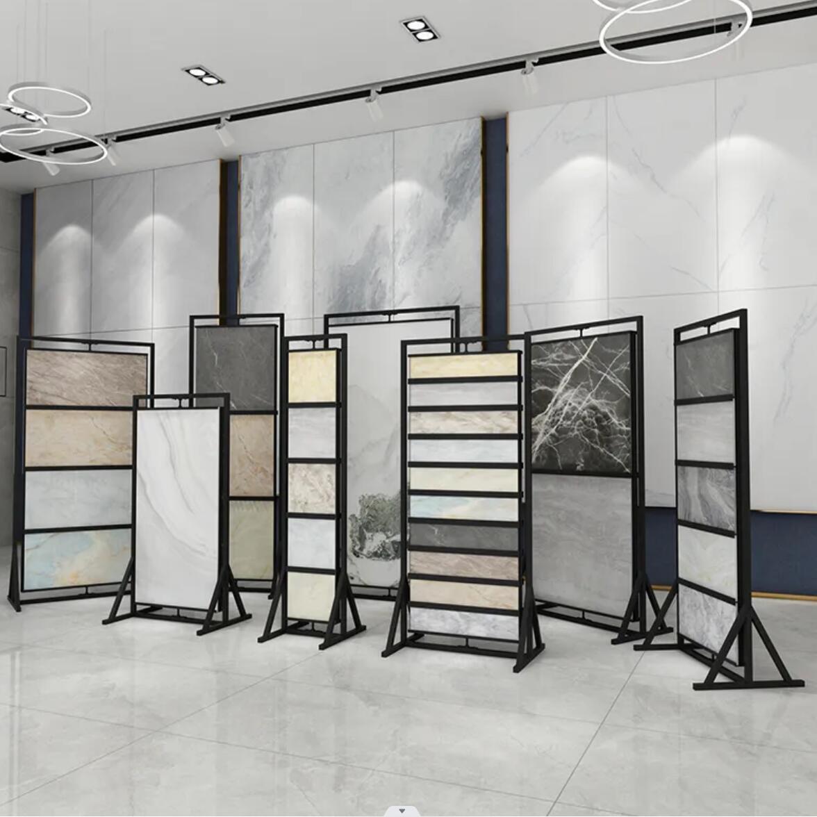 瓷砖展示架子旋转岩板大板立式陶瓷展架800地砖木地板样品架双面