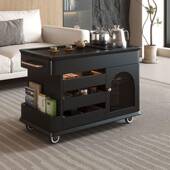 全实AEW木茶茶台整套时尚 边柜桌茶车桌烧水壶几一体客厅可移动一