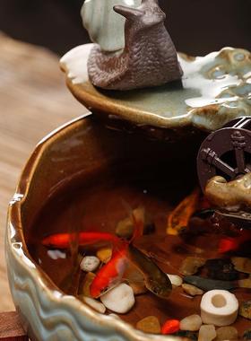 中新循式流水玻璃缸摆件小型桌面鱼客厅茶桌办公室18957-E装饰品