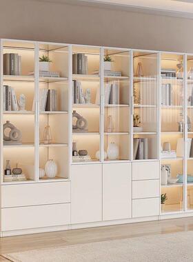 实木书柜透门一25814体家用厅靠墙轻奢现代玻璃明客门示柜收纳可