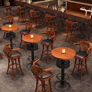 高档JMS-A103实木吧酒吧清吧音乐厅吧高脚椅凳高椅桌台吧餐台椅厂