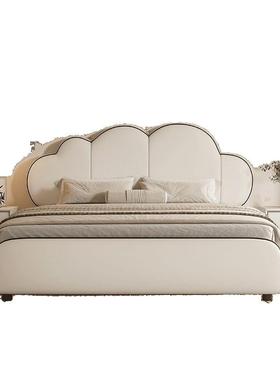 法式奶油皮轻奢现代33618约木主卧双人床中古风床艺小户型简床双