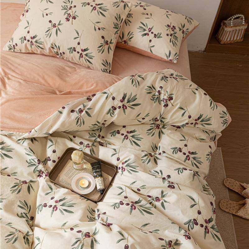 冬保暖秋棉绒件套A面水RZJ晶B面全棉绒被四套学生宿舍三件套床上