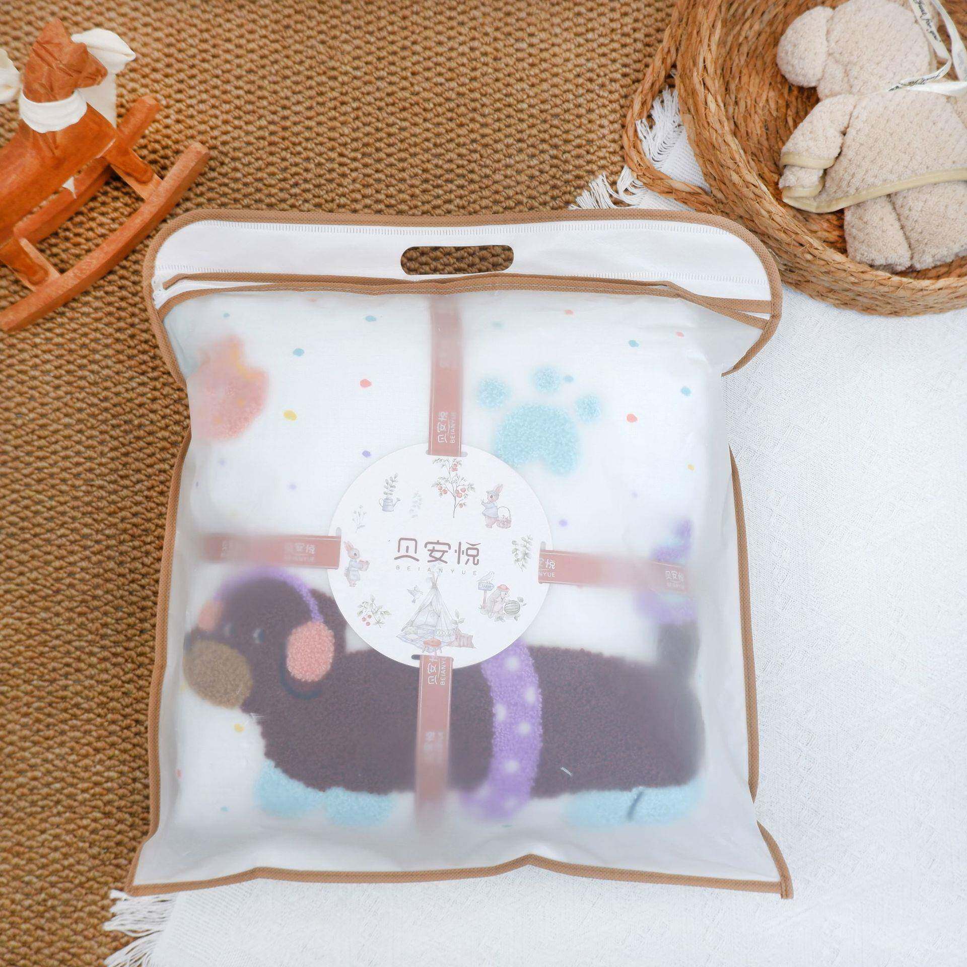 2025竹纤维a类刺绣长卡绒春秋被竹棉恒温无品牌/透气通婴新生儿盖