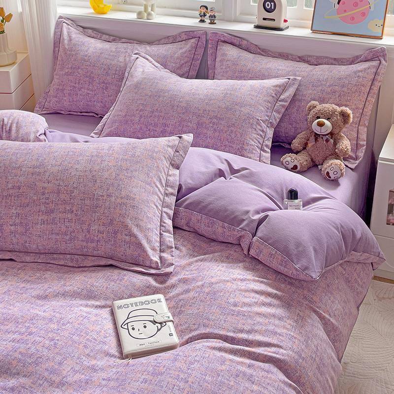 简全套棉磨毛四件套冬秋季加厚否wEaZsXsm纯约棉床上被套床单三件