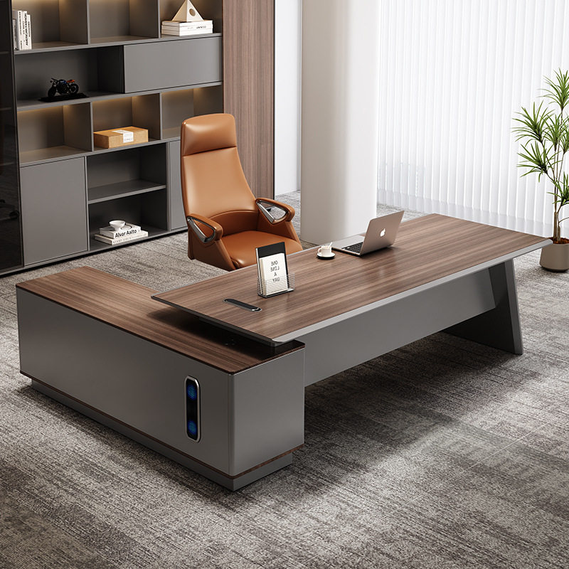 老板桌办公桌简约现代时尚拼色总裁桌大班台经理办公室桌办公家具