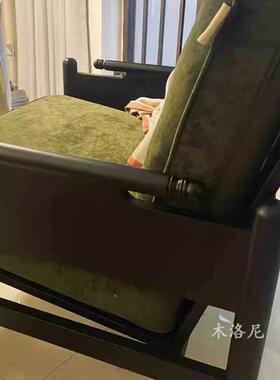 客法式复古实木发式简约布艺小户55157型厅卧美室休闲椅沙单人沙