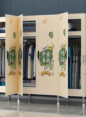 钢架简易XVO衣家用柜卧室磁吸衣柜宿舍出租房多层落门地衣橱柜收