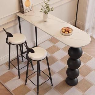 348家岩板吧台桌用古靠隔断中风阳台休闲小吧台简约高脚桌厨墙房