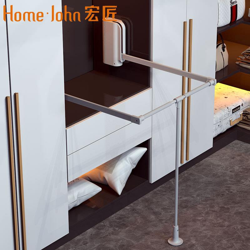 下拉式衣橱衣柜升OWG降挂衣杆衣间帽柜内伸缩拉杆挂挂衣架活动衣