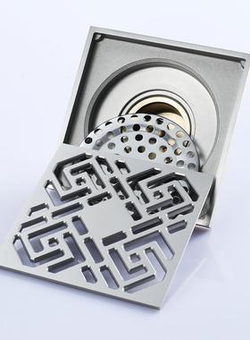 HIDE台EP水浴室地漏拉丝防臭地漏卫生间阳排地漏H铜HIDL016-IDL01