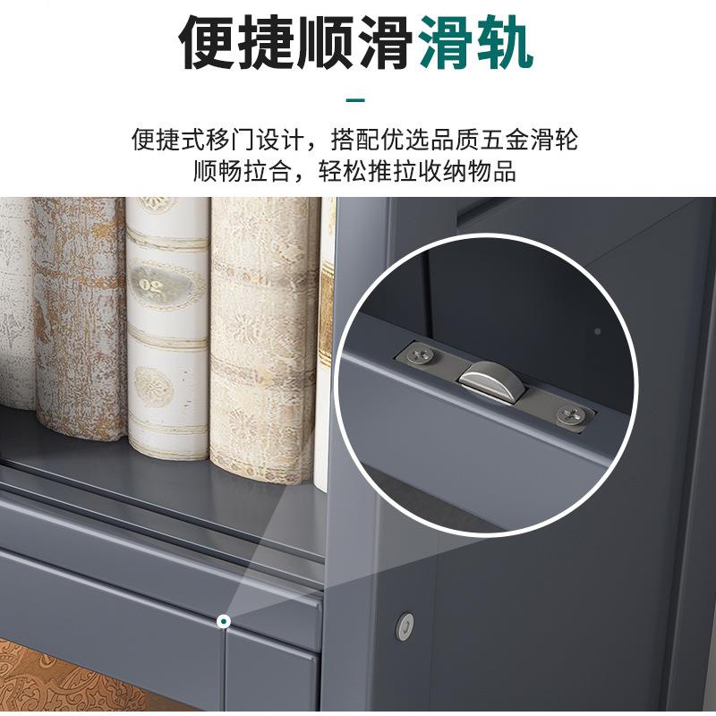 靠墙防尘用落地厅书架展客示柜家装轻奢玻OCP璃门书柜推拉门组带