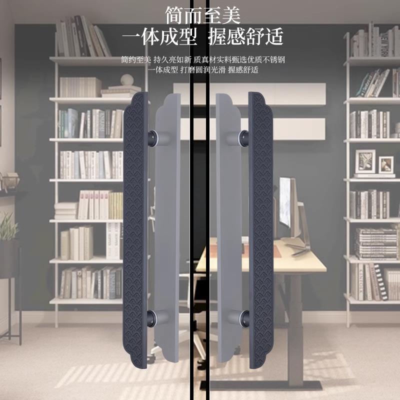 新中式仿古铜门大拉手现代玻璃酒门推拉无品牌/把手店实木门雕刻