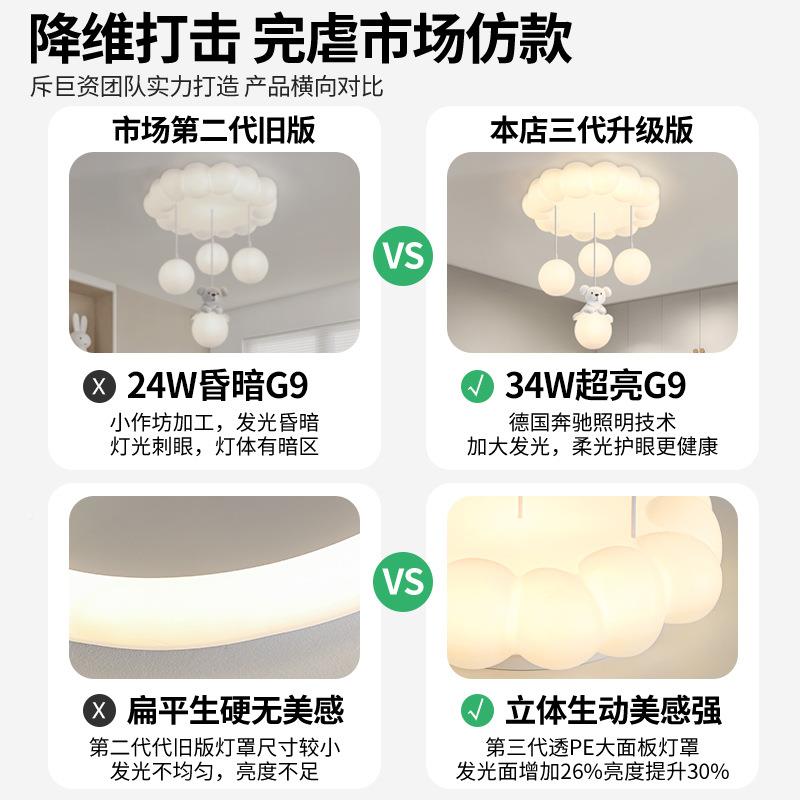 卧室云朵吸顶灯女孩子款儿童房间简无品牌/约卧现代新主灯灯L461