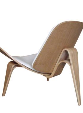 经典弯10948木板机椅子曲加木休闲飞椅垫黑白两三角贝壳椅色实木