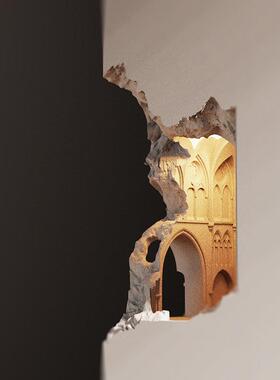 圣灯母14671院感嵌应夜走廊石膏嵌入式楼梯墙角内宫殿壁灯氛灯围