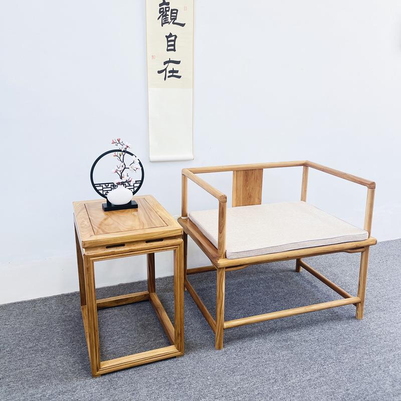 禅椅中打坐老榆木太师椅实木围椅主式无品牌/椅盘腿椅椅白人胚茶
