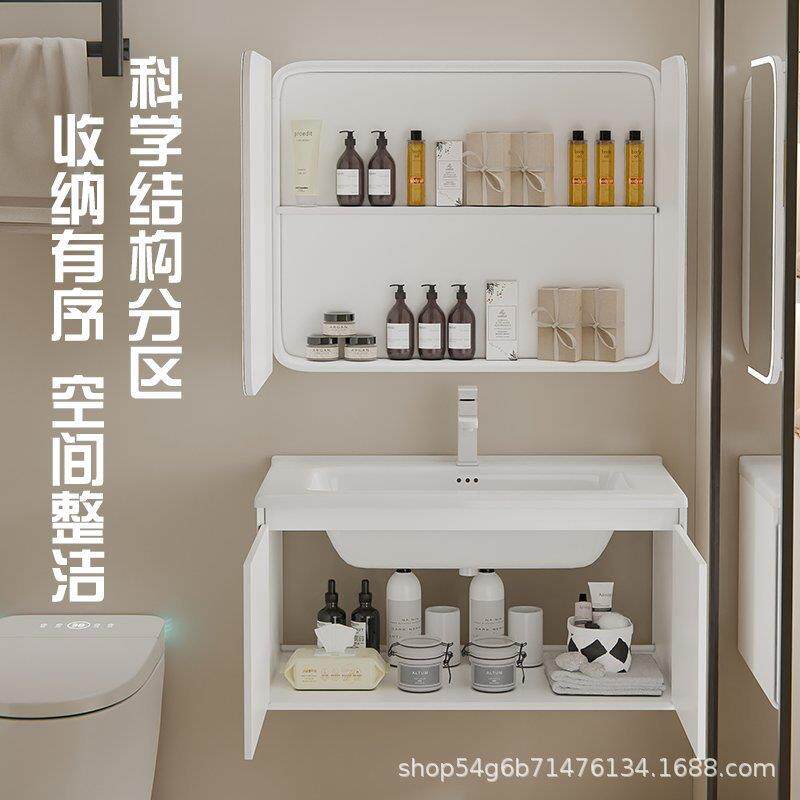 新款圆弧智能镜柜太铝空墙无品牌/卫生间挂物式单独镜箱带置架美
