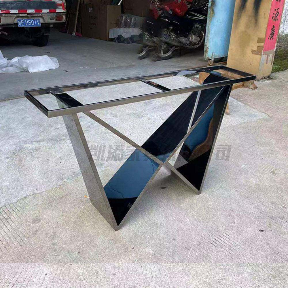 几何大理入户钢玄关台轻奢几桌条观景石台不MFL锈玄关桌子入户门