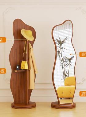 #异形旋全身镜子可移动转落地镜衣架多能穿衣镜功家用卧室帽88810