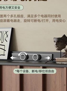 中古风边柜靠墙一体水35919储物柜实木茶柜物柜带电力轨道置餐物