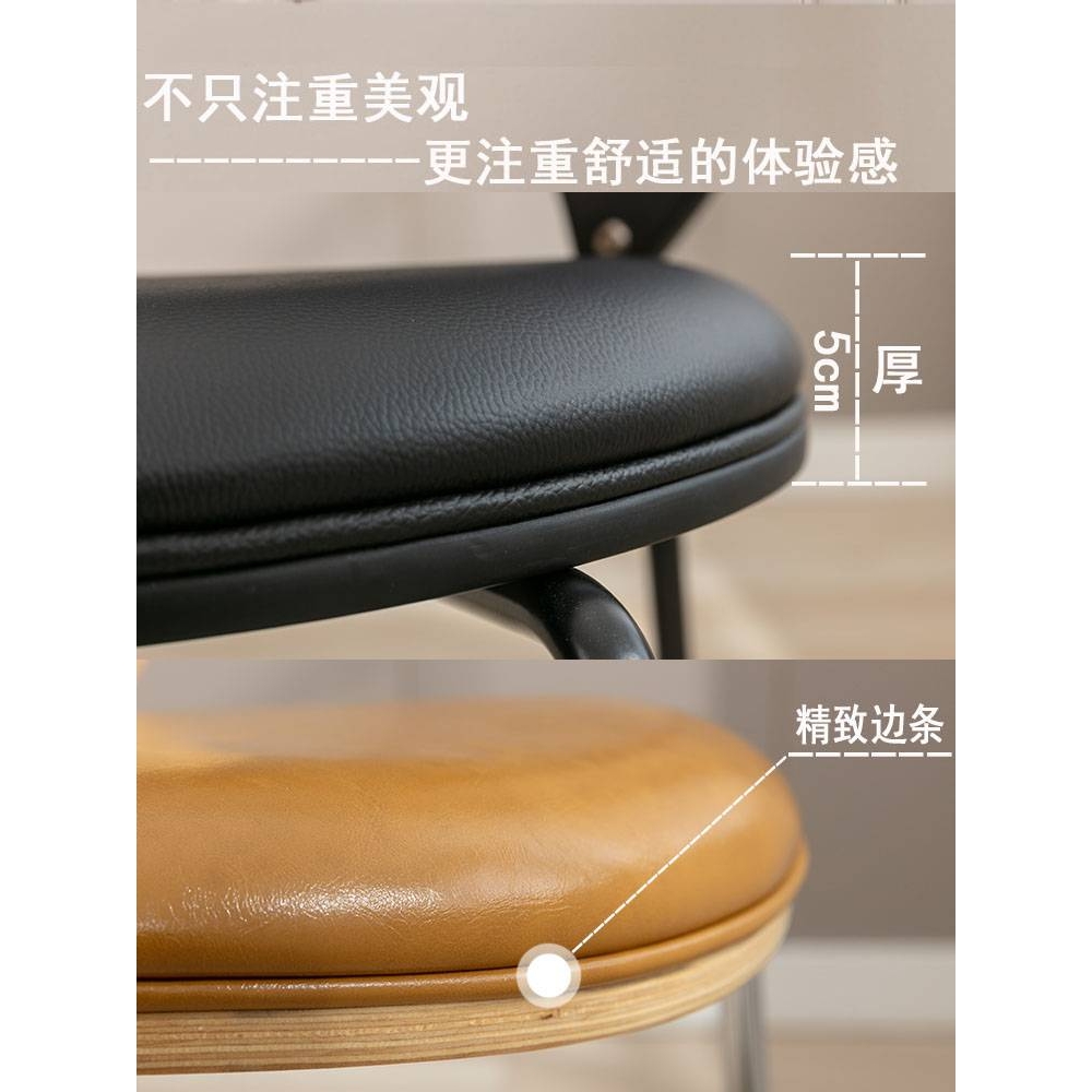 餐椅贝壳椅坐垫靠背椅实木餐桌椅子家用中古椅法式奶油风梳妆凳