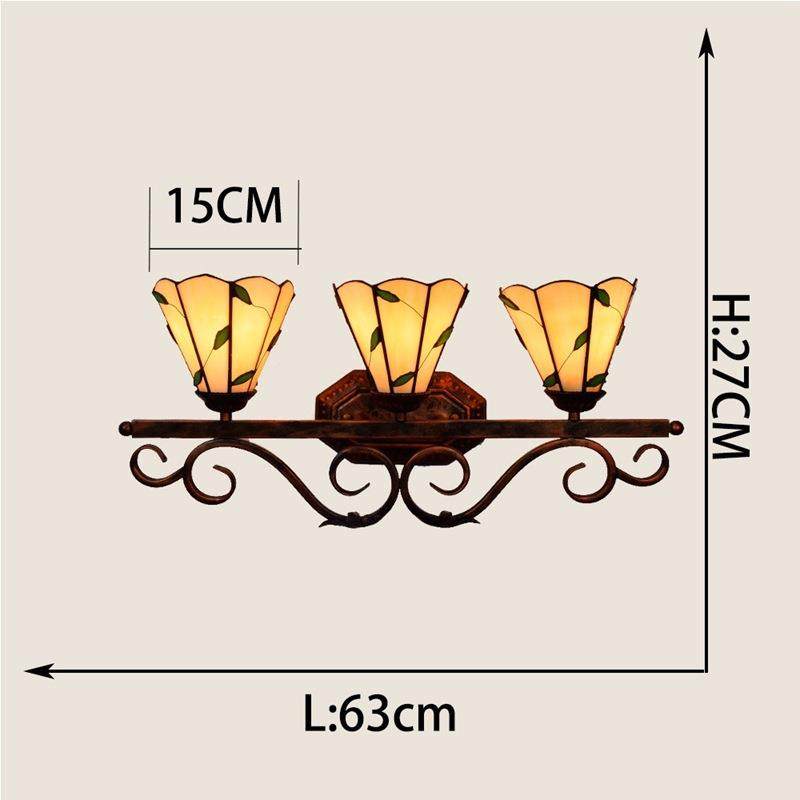 镜4830欧琈尼蒂凡复古彩色璃浴室前玻灯美式走廊酒吧餐厅三头壁灯