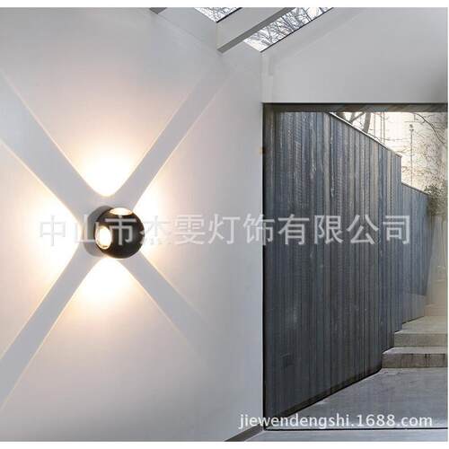 杰新雯形户外led壁光灯简约创意室外围墙壁灯圆18新款四面发款