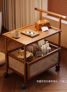 厂家直销15948可移动沙发厅边几用复古小茶几架非实木小推家车置