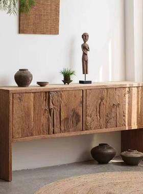 复古风榆餐边柜家用木式装饰柜储物茶装水饰品矮柜靠墙玄木11377