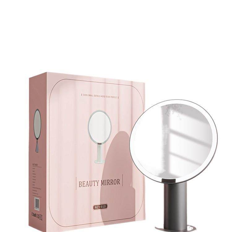 化妆镜l补ed5带办公室桌面台式家用发灯光梳妆高清光镜子F995T6MM