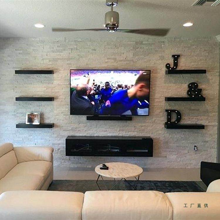 墙上置物一色字隔板现简约实木展示架架原木厨房黑收HOB纳储代物