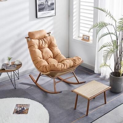 简夏季户外CBS阳台躺月亮摇椅家用客厅摇椅休闲约靠背懒人藤编摇