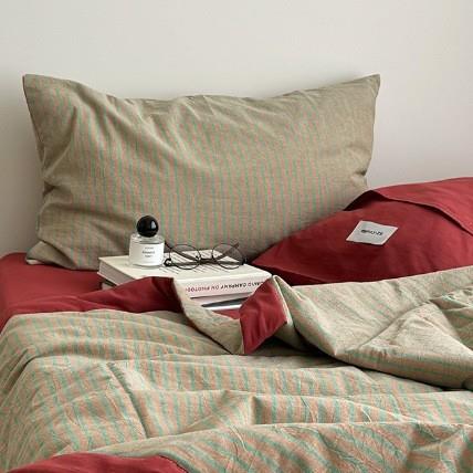 2025新款色织0水洗棉搭ALG配色水洗棉包边条纹夏被15纯0*20单cm夏