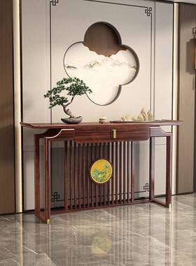 乌木实玄关桌中新式中堂40586入户门靠金墙供桌玄关台超木窄条案