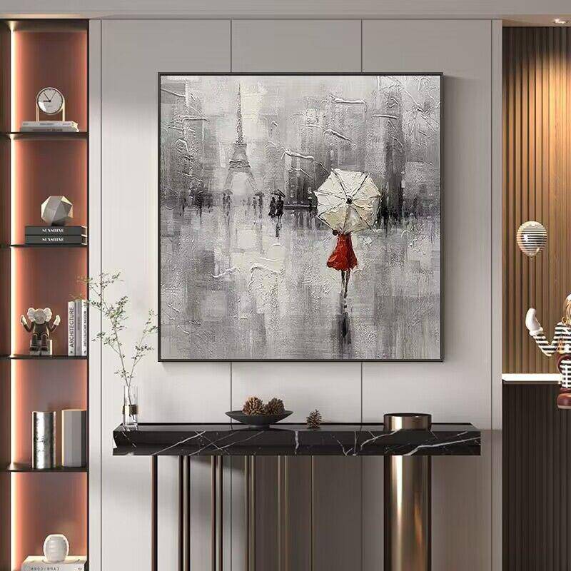 纯手绘油画轻奢画客厅餐厅装饰画JXP法式浪漫黎现代巴艺术挂别壁