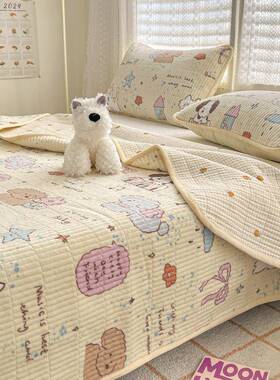 秋冬新款面绒洗面棉绗缝夹棉44915一高温砂床盖三一件套加厚床单