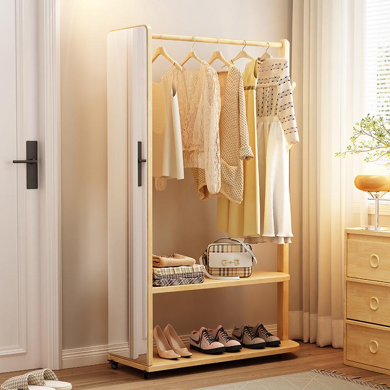 入纳RYX户进门收用架家挂衣架实木衣帽架一体功能卧室穿衣镜落多