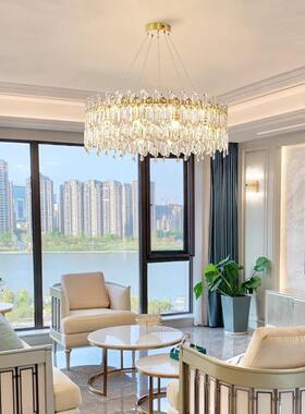 法餐式轻奢水晶高吊灯主客灯现代简约档大气家用厅厅卧室中NKN山