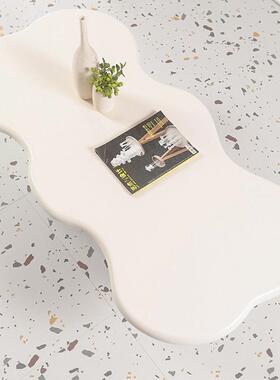 奶油风鱼骨云XWM朵茶小几家用客厅白色简烤漆型茶几现代约户网红