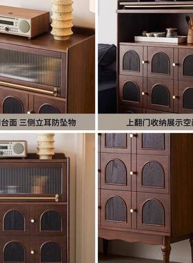 式复古实木边NJP小户餐型客厅储物茶水柜家用餐柜厅创法意沙发边