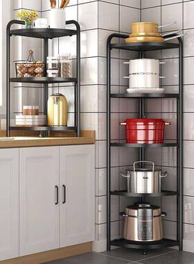 家用折落厨房层落地收纳架卫生间角落置多物架地OCZ免安装叠三角