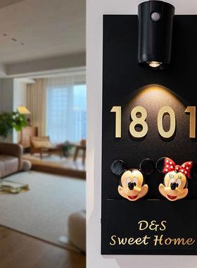 牌号码牌家用门牌创意轻户奢亚入克力门牌发光装饰插门花97016门