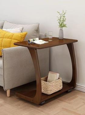 实木床边桌可BIQ茶移动带轮桌轻子小桌子几床头小型户沙发阳台电