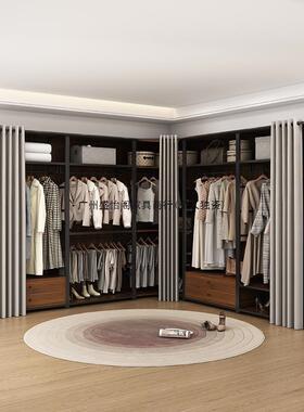 间架子组装开放帽式18807衣柜铁艺双层金框属架卧室衣落地挂衣帽