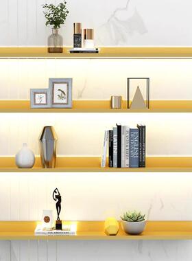 铁艺带灯光防掉落板壁挂40873式一字金属置物架客厅层奢发书轻壁