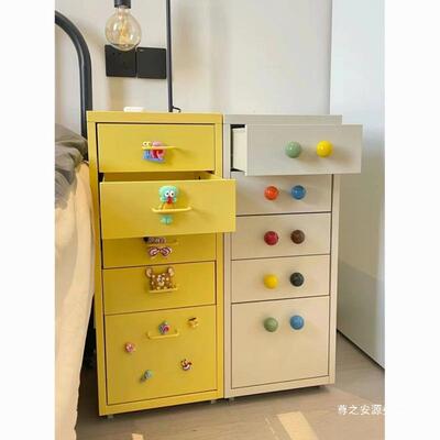 奶纳油风收纳柜网红抽屉柜铁艺储物柜床头家柜用缝柜KRA美夹甲收