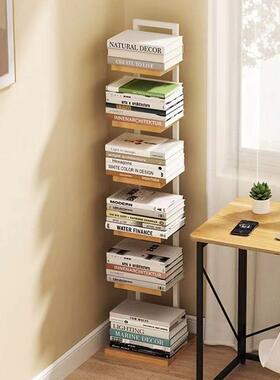 隐书架落地置物架生靠OCO墙简易网形红转创意书本收纳客厅学角书