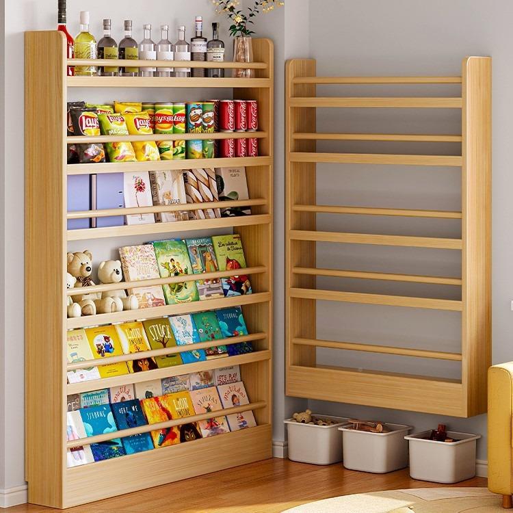 实书木壁挂式薄儿童无品牌/书柜省空间绘超本架墙上收纳柜面架门